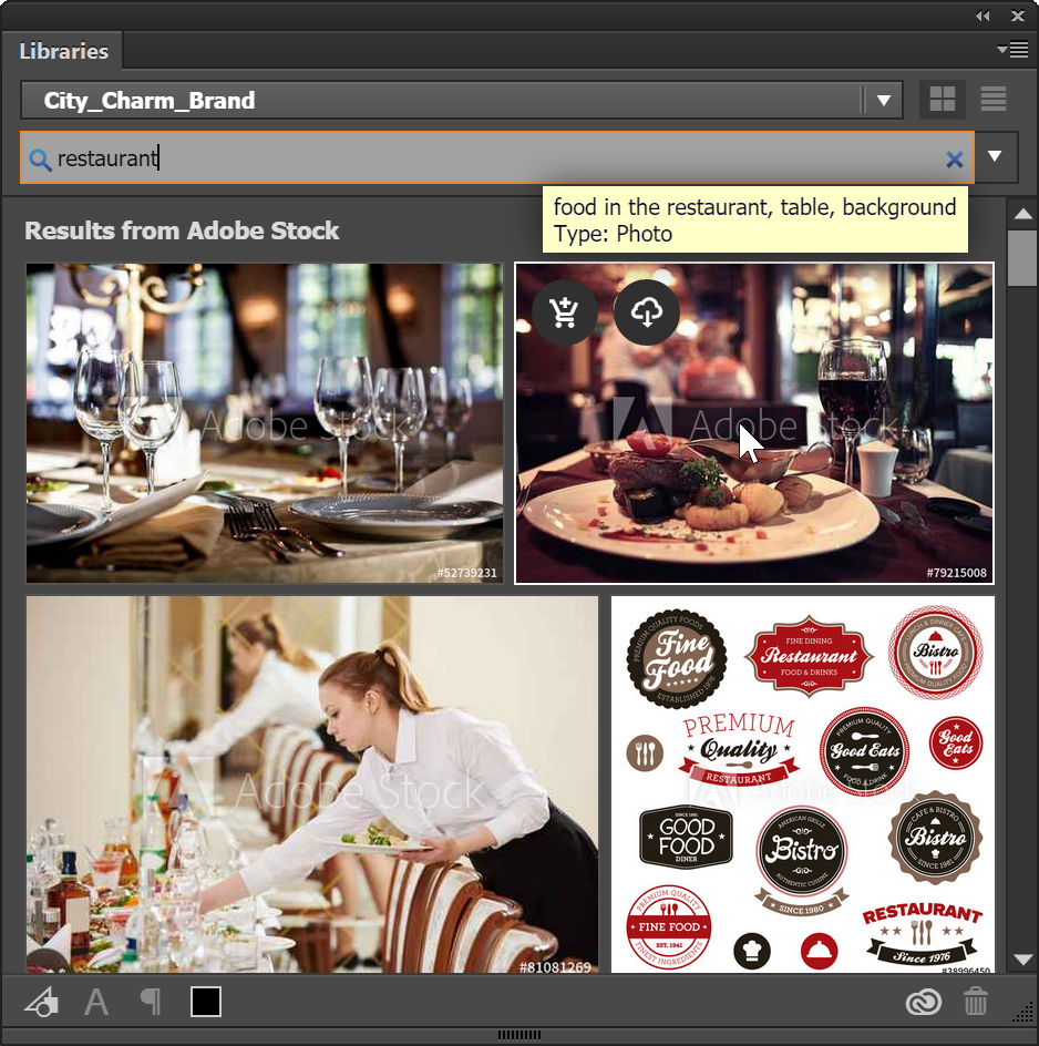 Adobe CC libraries for stock photos