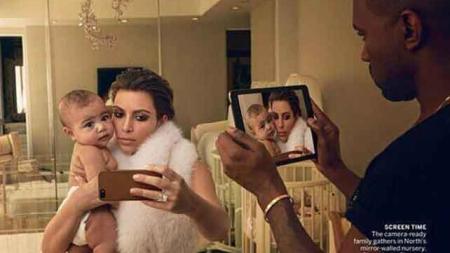bad use of photoshop causes Kanye West's reflection to disapper.